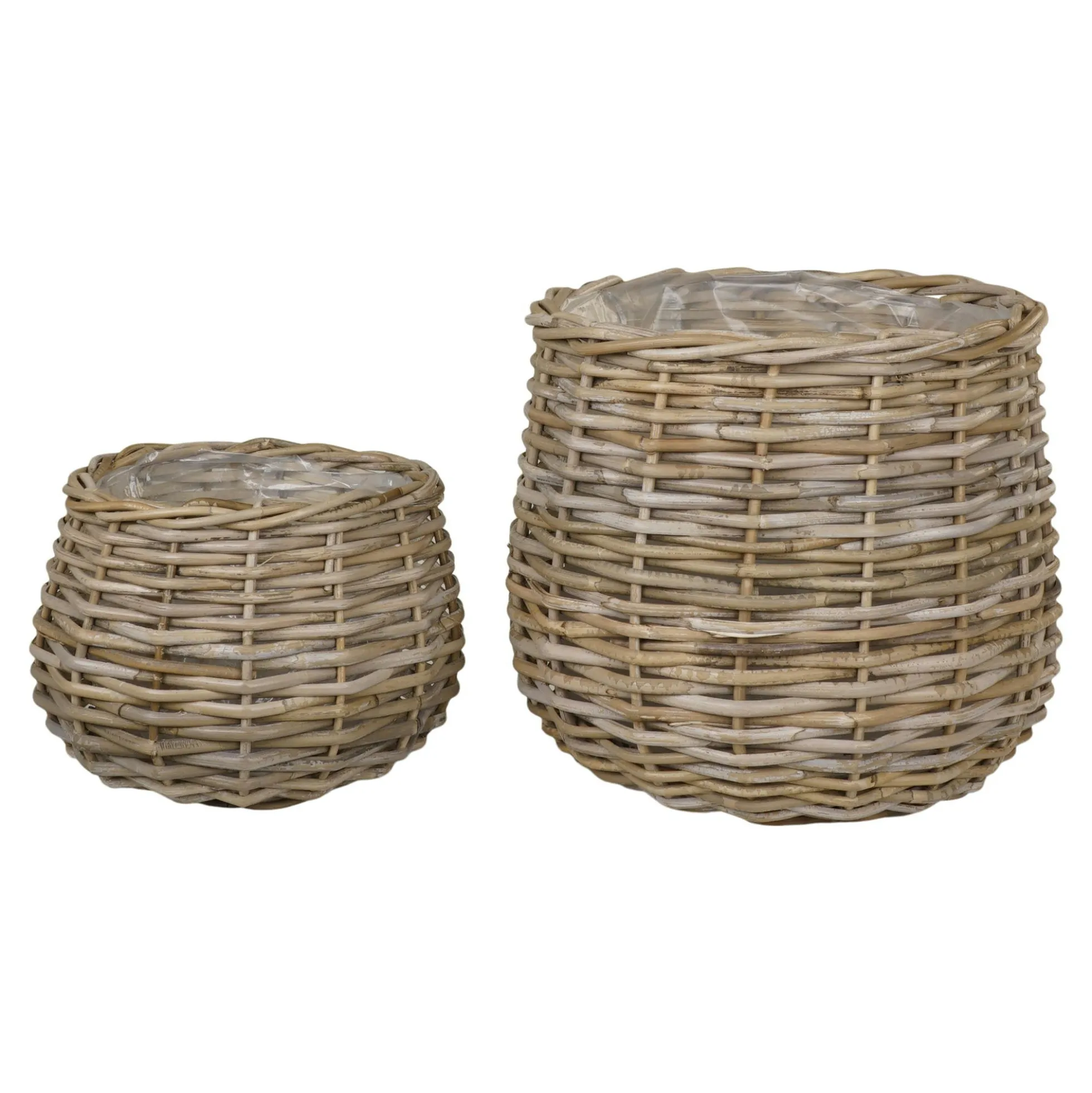 Cache-pot en rotin, forme boule (lot de 2)