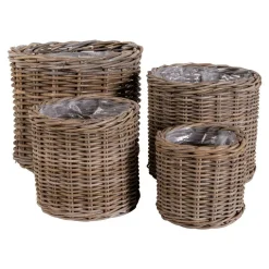 Cache-pot en rotin pour plantes vertes (lot de 4)