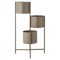 Cache-pot haut salon en métal marron, 3 contenants