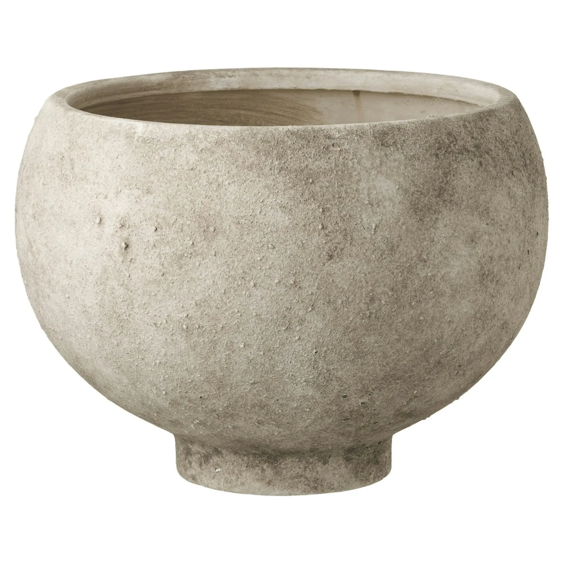 Cache-pot intérieur rond effet pierre naturelle grise H 19, 5 cm