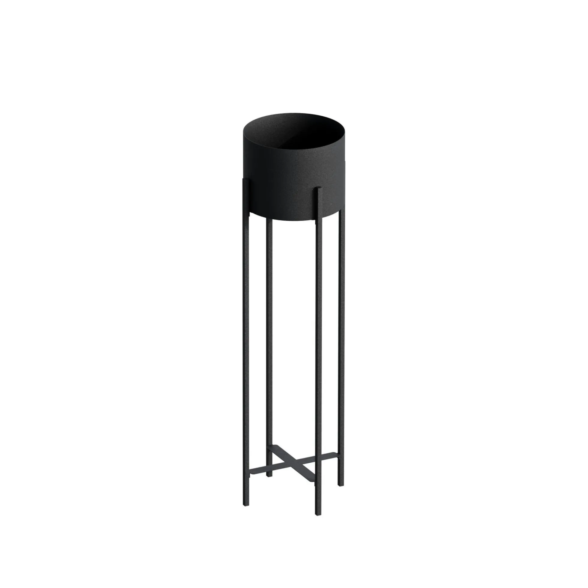 Cache-pot sur pied en métal noir – style moderne, 78 cm