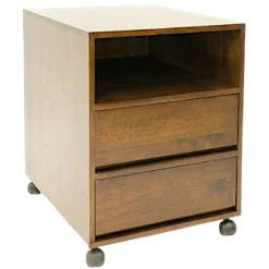 Caisson de bureau roulettes hévéa 2 tiroirs 60cm OLGA