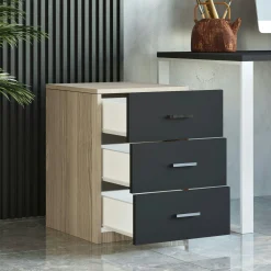 Caisson de bureau 3 tiroirs effet chêne et gris MARFA