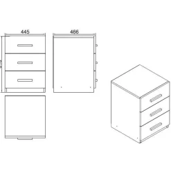 Caisson de bureau 3 tiroirs effet noyer et gris MARFA