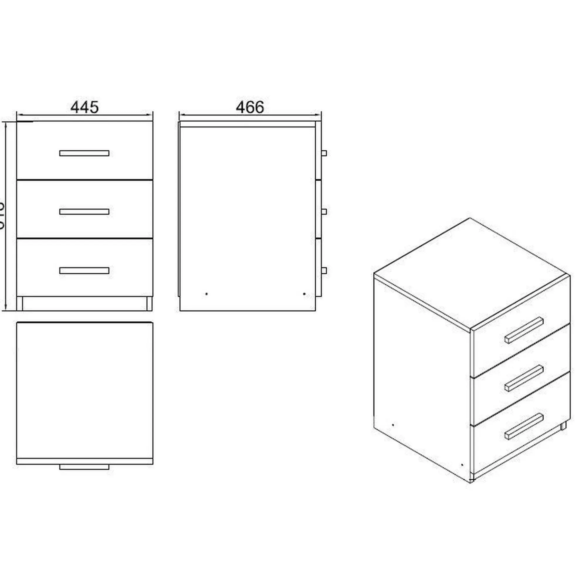 Caisson de bureau 3 tiroirs effet noyer et gris MARFA