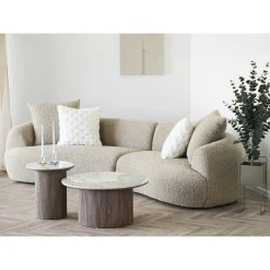Canapé bouclette beige 3 places 4 coussins assortis NAMSOS