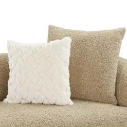 Canapé bouclette beige 3 places 4 coussins assortis NAMSOS