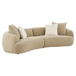 Canapé bouclette beige 3 places 4 coussins assortis NAMSOS