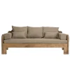 Canapé convertible en bois recyclé coussins taupe DENVER