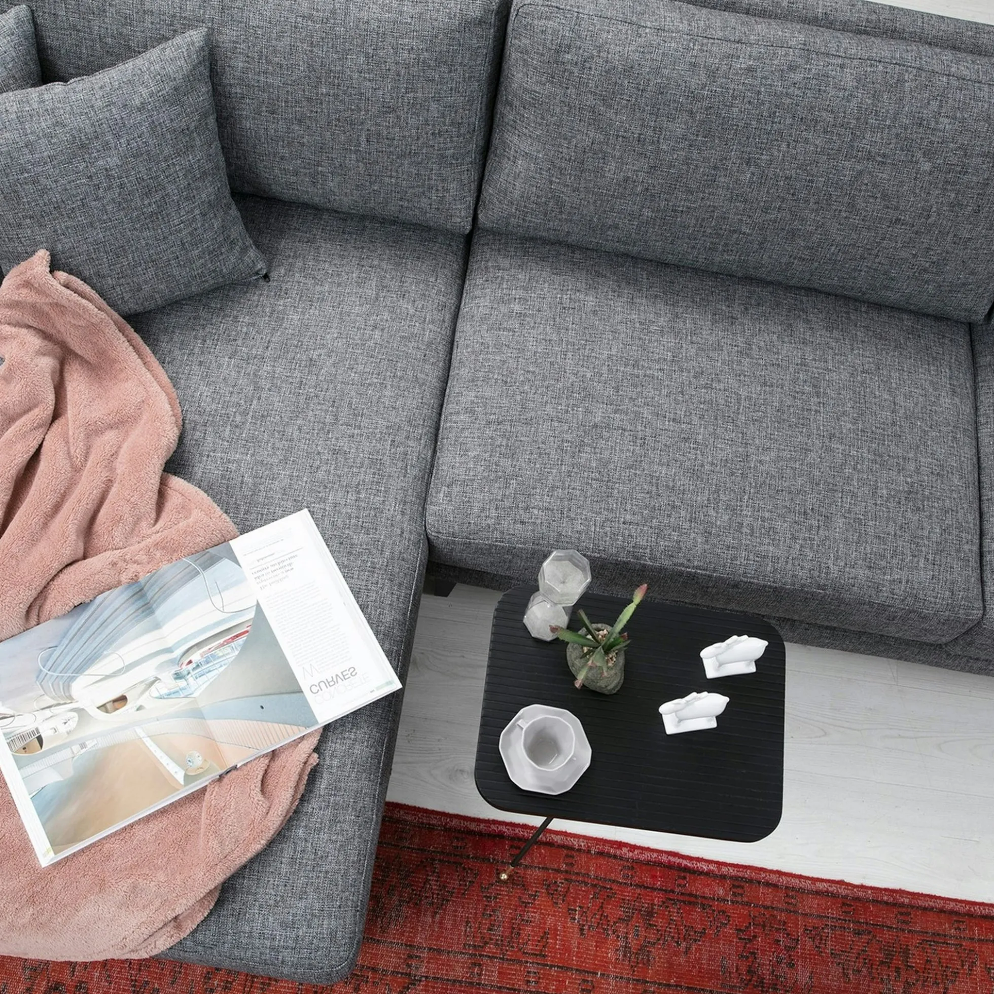 Canapé d'angle anthracite - côté gauche, style contemporain VENCE