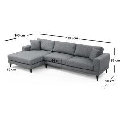 Canapé d'angle anthracite - côté gauche, style contemporain VENCE