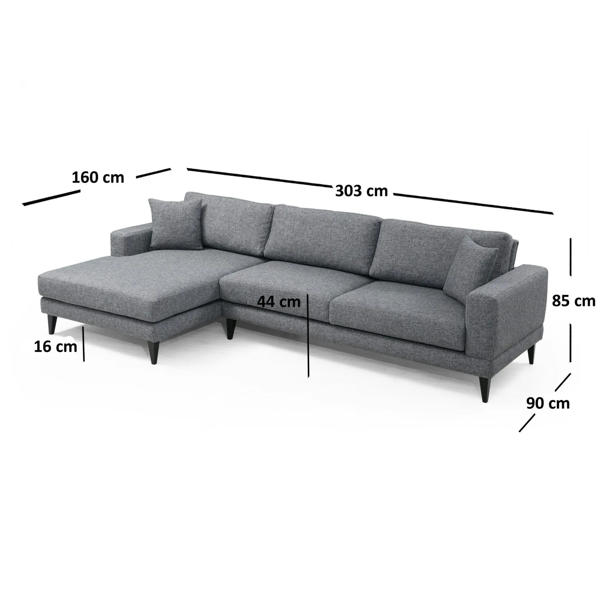 Canapé d'angle anthracite - côté gauche, style contemporain VENCE