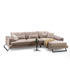 Canapé d'angle beige - dossier inclinable, côté droit MILO