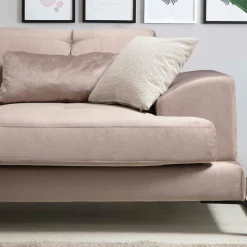 Canapé d'angle beige - dossier inclinable, côté droit MILO