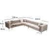 Canapé d'angle beige en velours capitonné - côté gauche DOVER