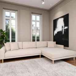 Canapé d'angle beige sable - côté droit, 290 cm ROTTERDAM
