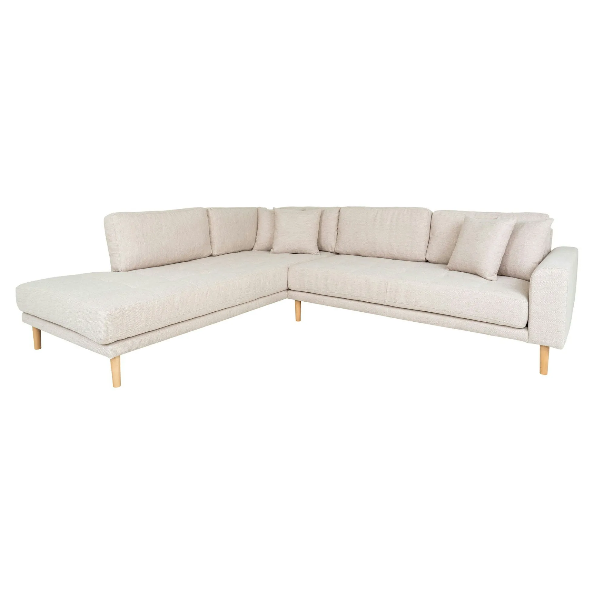 Canapé d'angle beige sable - pieds bois, côté gauche ROTTERDAM