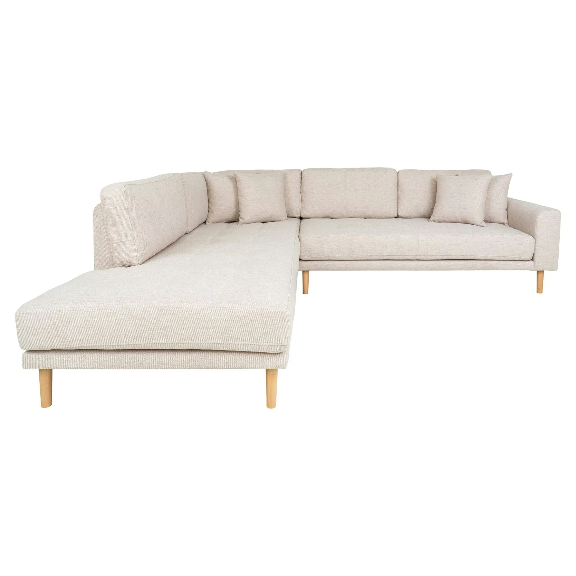 Canapé d'angle beige sable - pieds bois, côté gauche ROTTERDAM