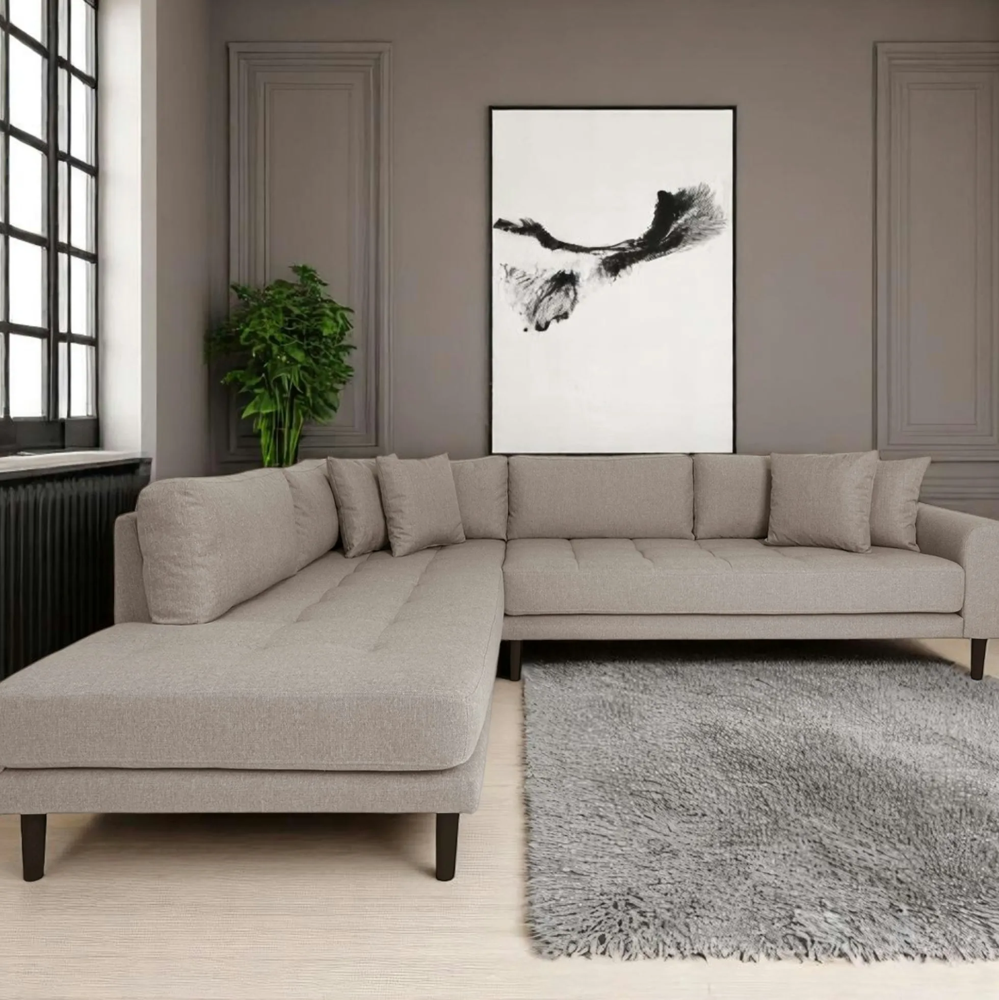 Canapé d'angle gris minéral - côté gauche, 257 cm ROTTERDAM