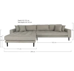 Canapé d'angle gris minéral - côté gauche, 290 cm ROTTERDAM