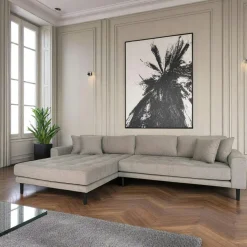 Canapé d'angle gris minéral - côté gauche, 290 cm ROTTERDAM