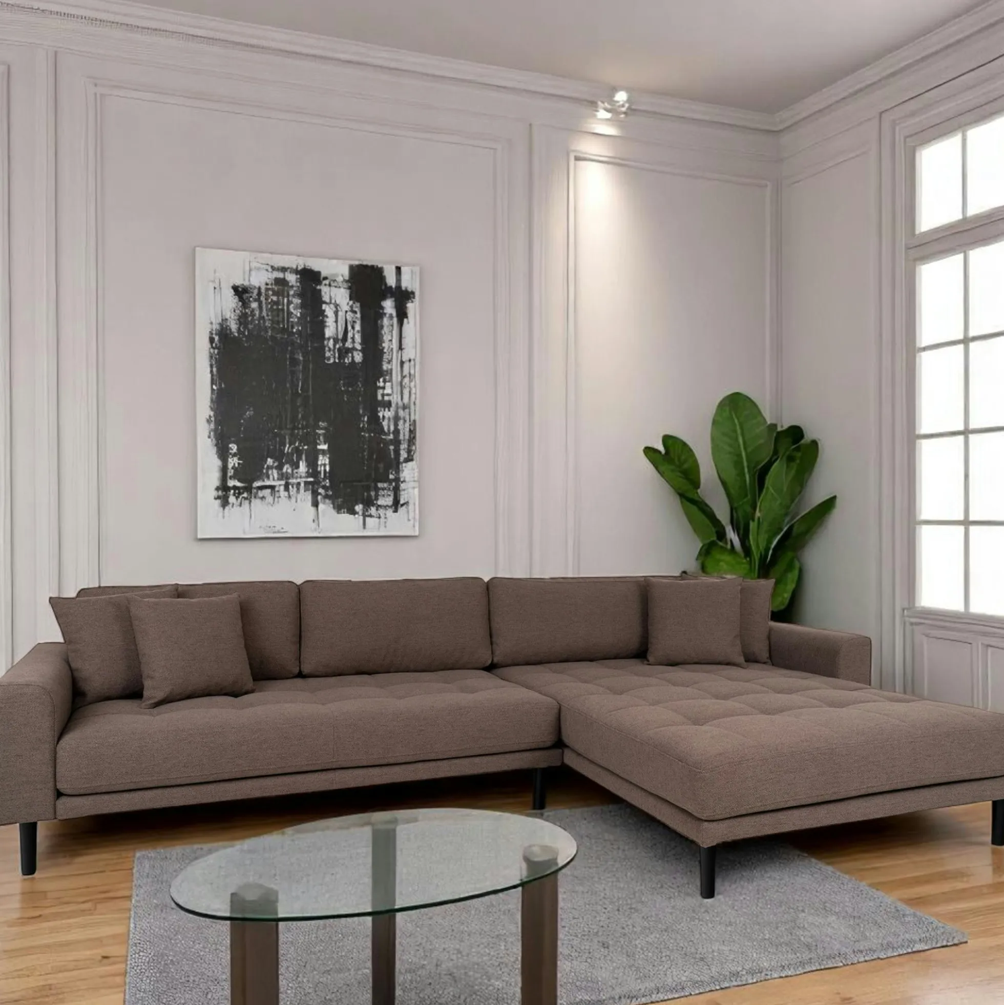 Canapé d'angle marron - côté droit, 290 cm ROTTERDAM