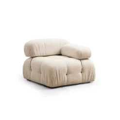 Canapé d'angle modulable beige - tissu bouclette RONDA