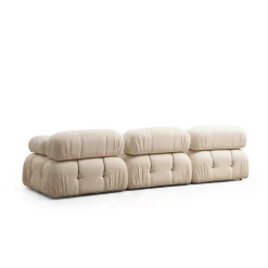 Canapé d'angle modulable beige - tissu bouclette RONDA