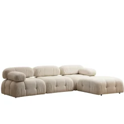 Canapé d'angle modulable beige - tissu bouclette RONDA