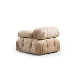 Canapé d'angle modulable beige - tissu velours RONDA