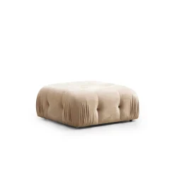 Canapé d'angle modulable beige - tissu velours RONDA