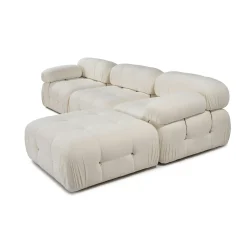 Canapé d'angle modulable écru - tissu bouclette RONDA