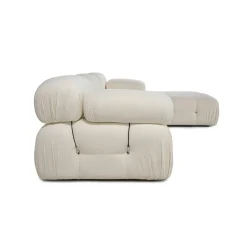 Canapé d'angle modulable écru - tissu bouclette RONDA