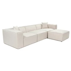 Canapé d'angle modulable écru - tissu lin OSTUNI
