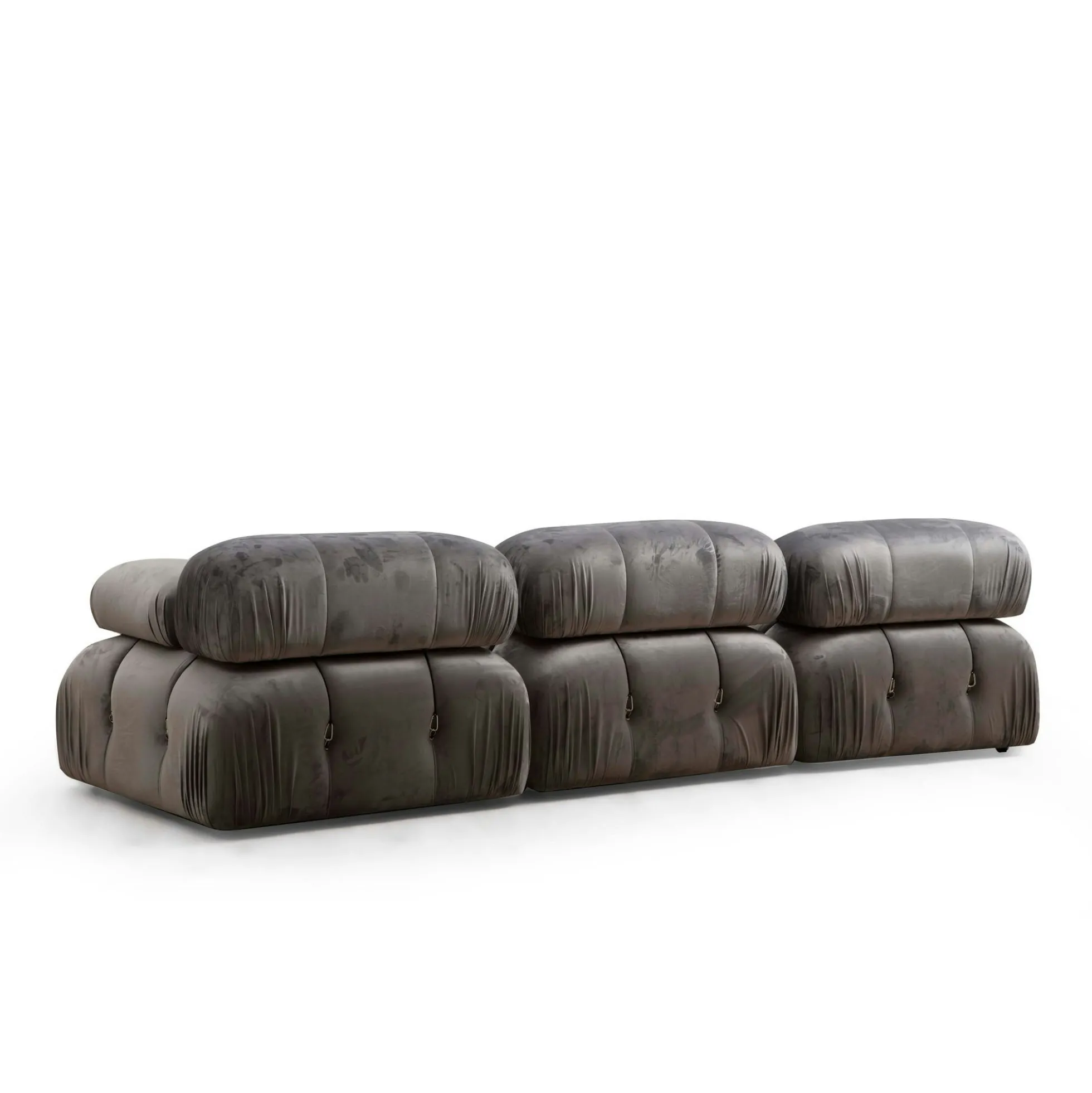 Canapé d'angle modulable gris - tissu velours RONDA