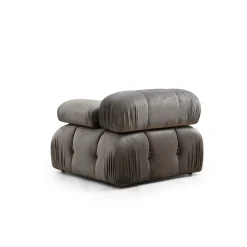 Canapé d'angle modulable gris - tissu velours RONDA