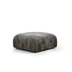 Canapé d'angle modulable gris - tissu velours RONDA