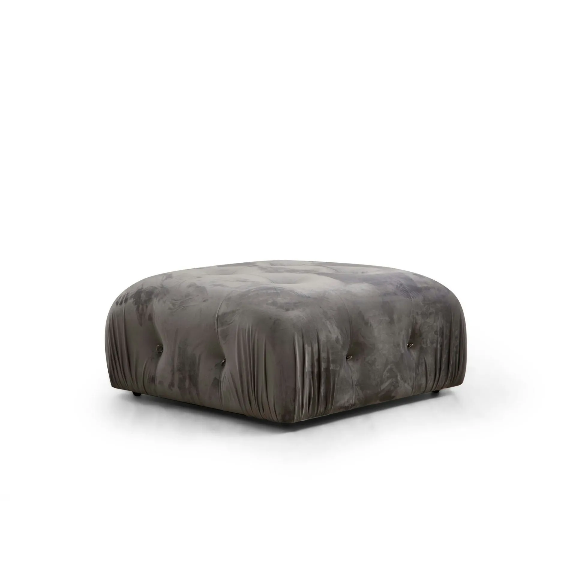 Canapé d'angle modulable gris - tissu velours RONDA