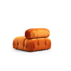 Canapé d'angle modulable orange - tissu velours RONDA