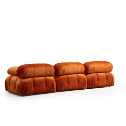 Canapé d'angle modulable orange - tissu velours RONDA