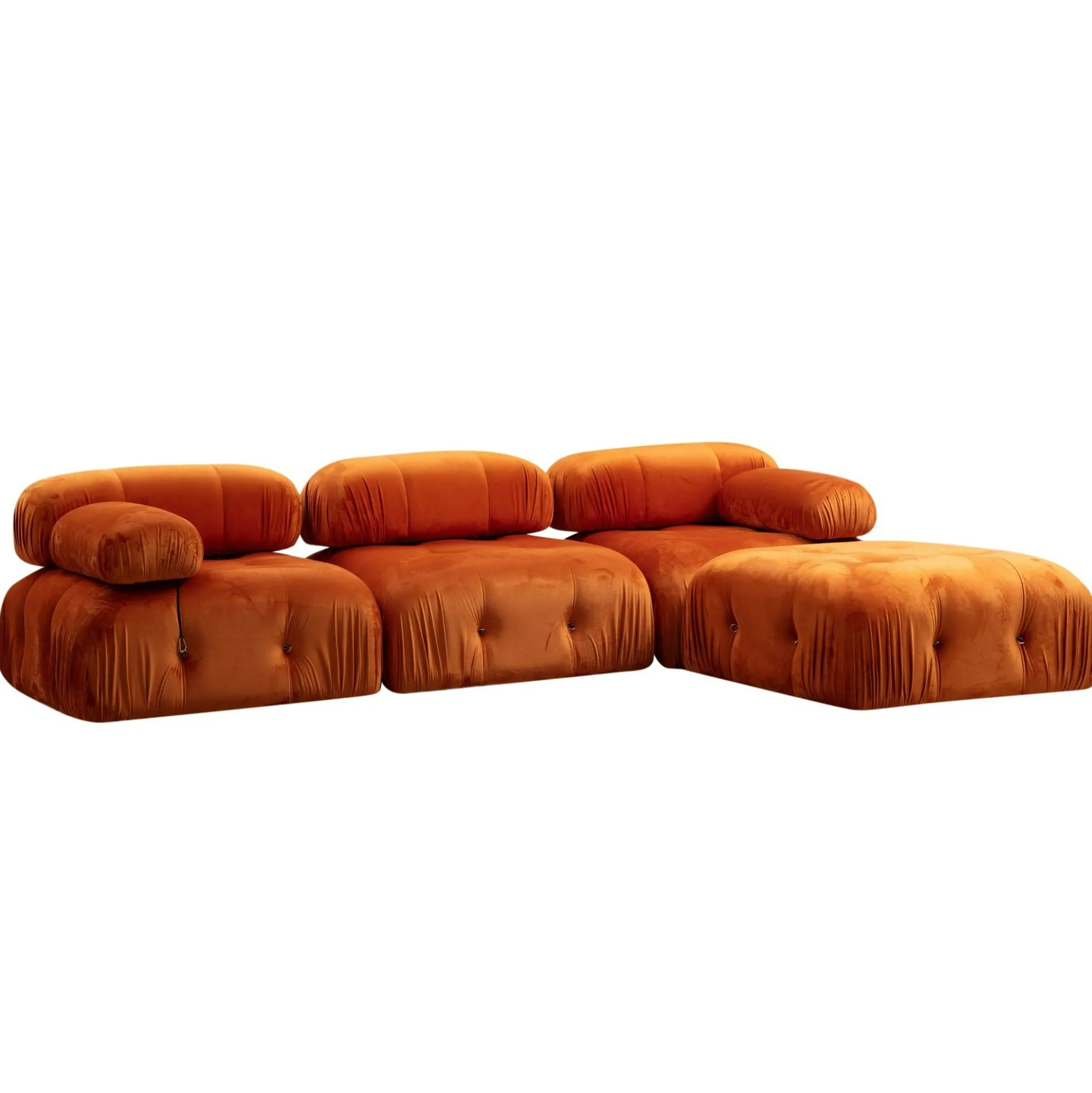 Canapé d'angle modulable orange - tissu velours RONDA