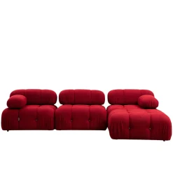 Canapé d'angle modulable rouge - tissu bouclette RONDA