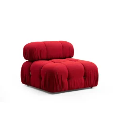 Canapé d'angle modulable rouge - tissu bouclette RONDA