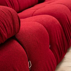 Canapé d'angle modulable rouge - tissu bouclette RONDA