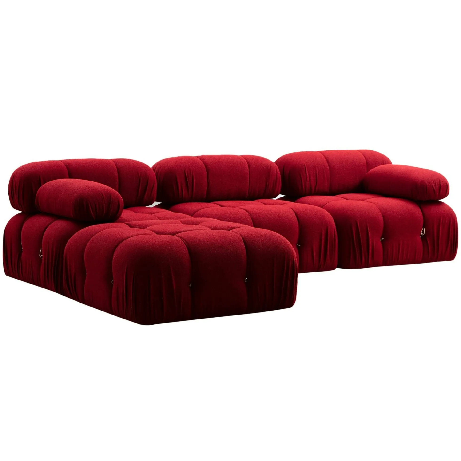 Canapé d'angle modulable rouge - tissu bouclette RONDA
