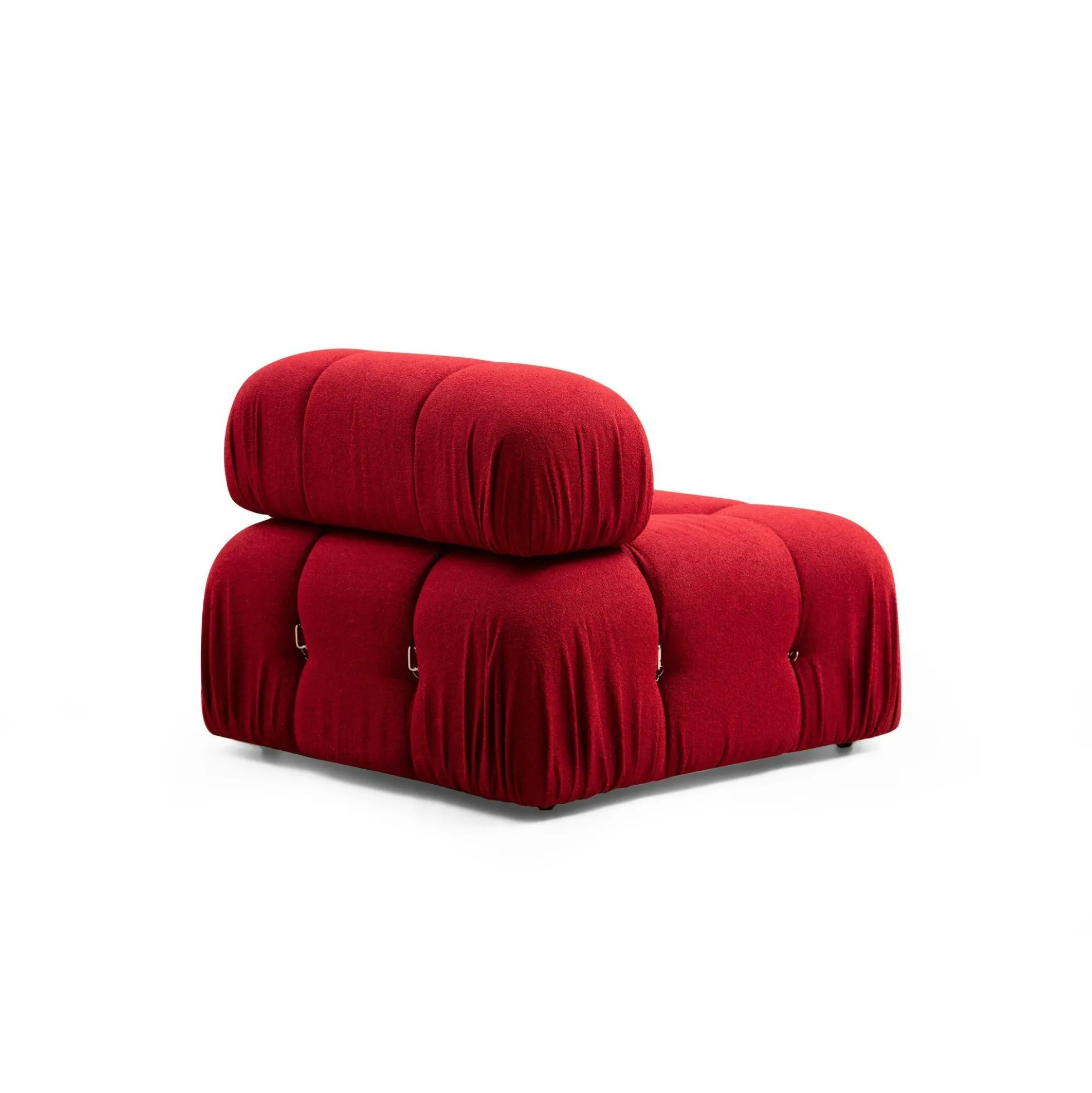 Canapé d'angle modulable rouge - tissu bouclette RONDA