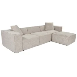 Canapé d'angle modulable taupe - tissu lin OSTUNI