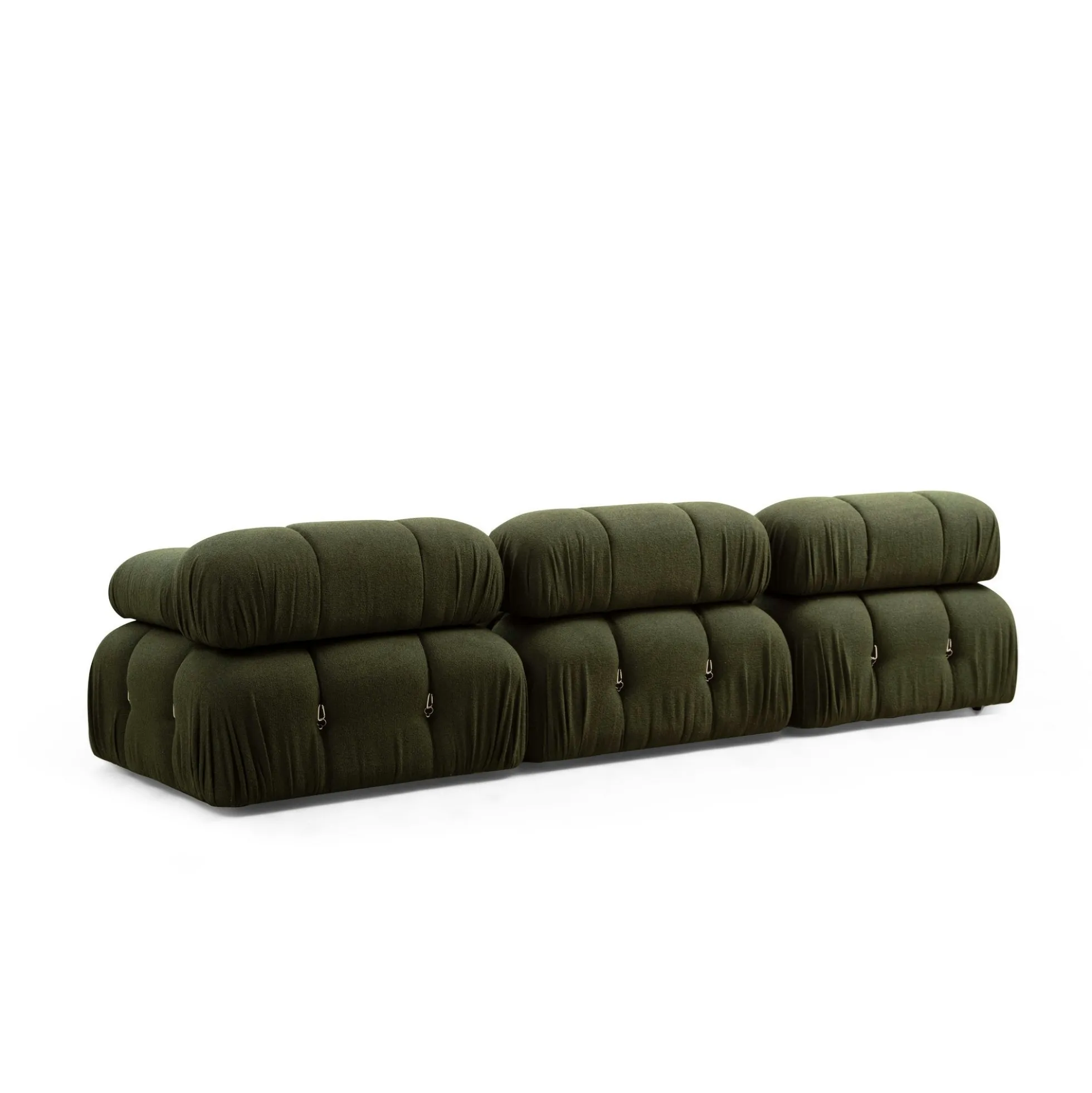 Canapé d'angle modulable vert - tissu bouclette RONDA