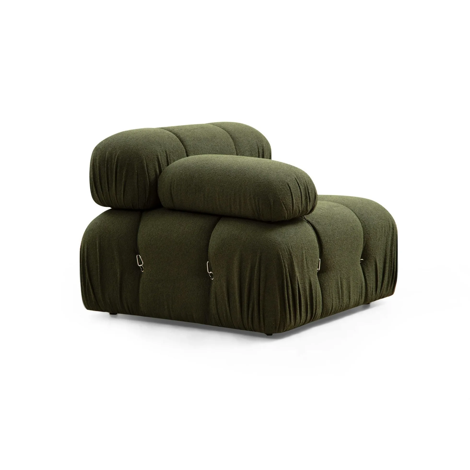 Canapé d'angle modulable vert - tissu bouclette RONDA