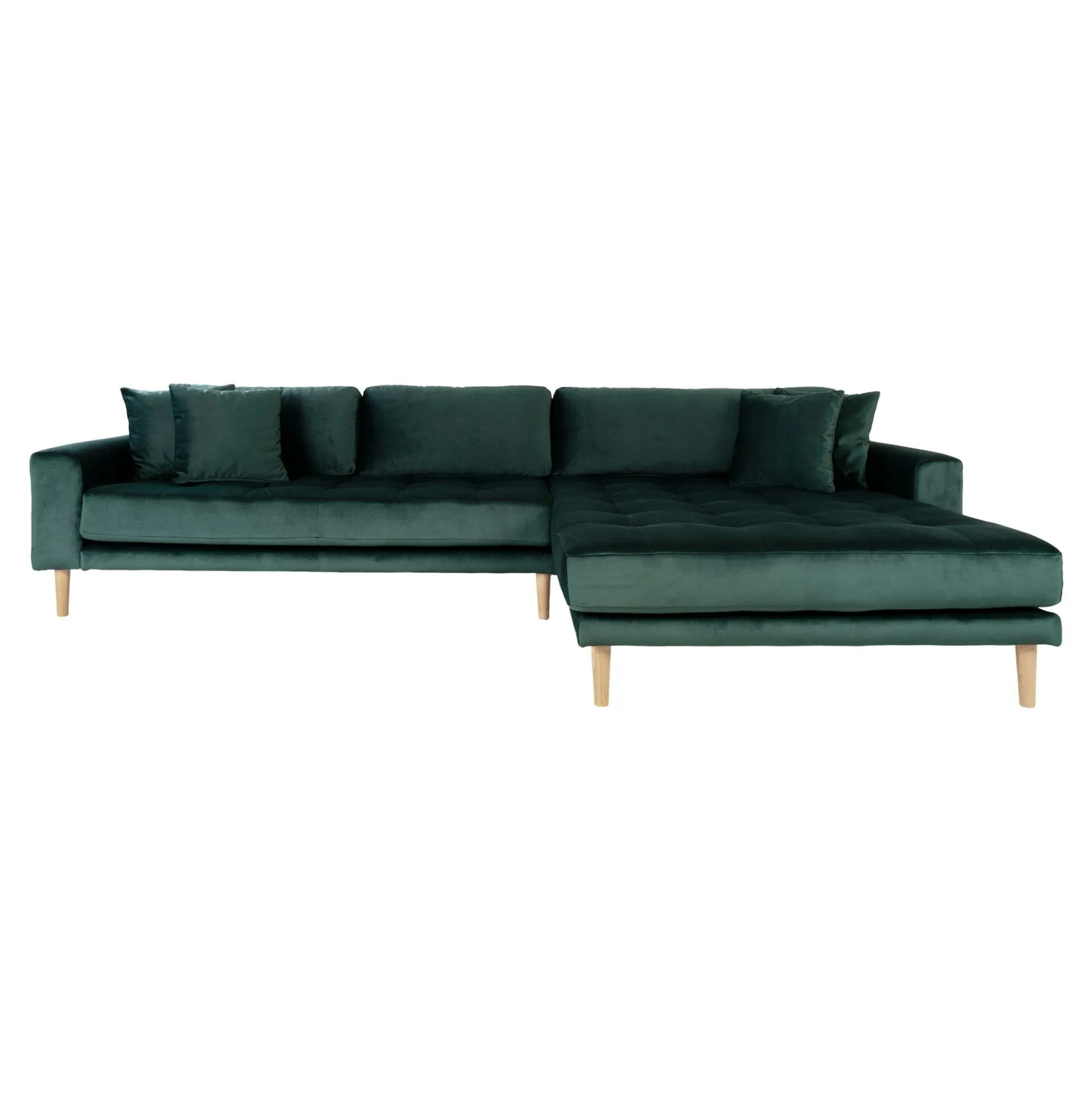 Canapé d'angle vert foncé en velours - côté droit, ROTTERDAM